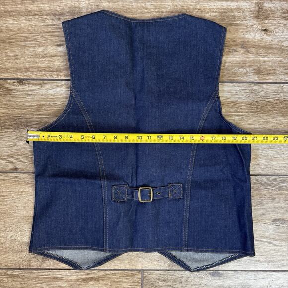Vintage Denim Western Jacket Vest Men's XL Blue Pockets Jean Team - Picture 8 of 9